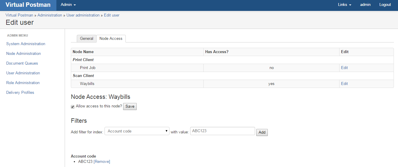 Node Access Setup