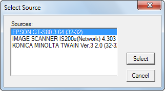 Selecting a TWAIN scanner